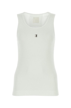 White stretch cotton tank top