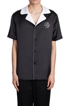 Balmain PB Signature Satin Short-Sleeved Shirt