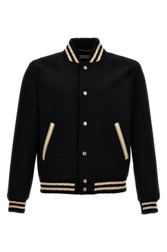 SAINT LAURENT Varsity Jacket: Lightweight Canvas with High Contrast Details