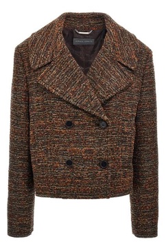 Bouclé double-breasted short coat