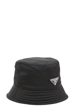 Logo-plaque recycled-nylon bucket hat