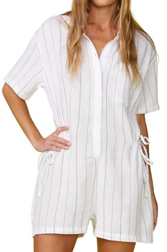 pinstripe gauze romper in white