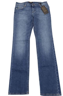 straight jeans with logo in blue cotton