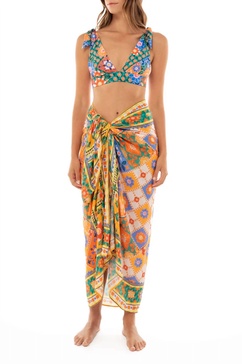 marine sarong cover-up in multi-colored