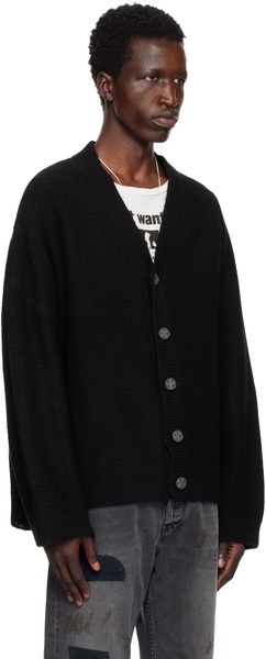 Black Asymmetrical Cable Knit Cardigan