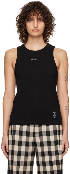 Black Embroidered Tank Top