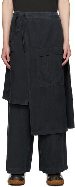 Black Asym Hakama Cargo Pants