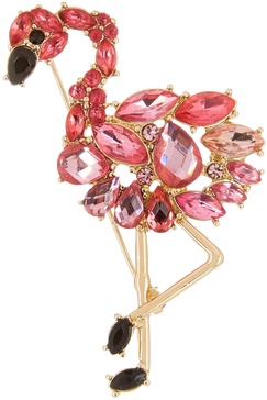 Napier Boxed Fancy Pink Crystal Flamingo Pin, Gold Tone