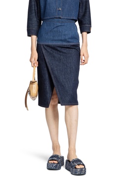 two-tone denim midi skirt