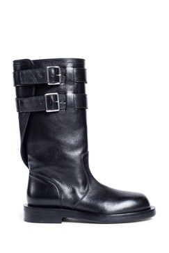 milan soft biker boots in grained shiny calfskin