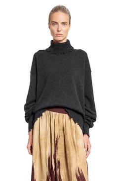 frayed cashmere turtleneck sweater