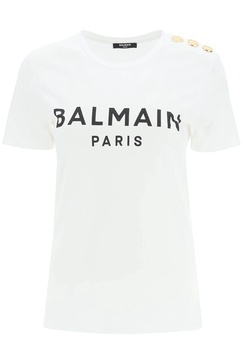 Balmain Logo T Shirt With Buttons