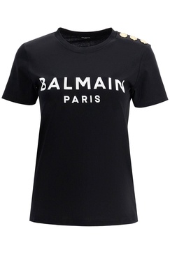 Balmain Logo T Shirt With Buttons