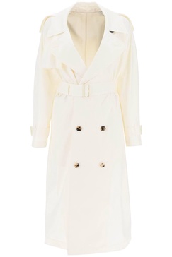 BURBERRY Silk Twill Trench Coat with B-Buckle Belt