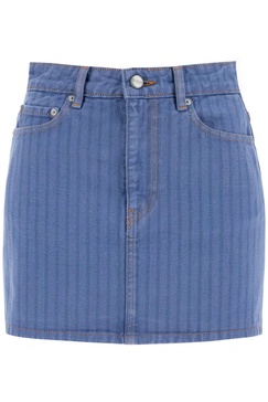 Ganni "Striped Overdyed Denim Mini