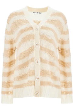 Acne Studios Striped Distressed Cardigan With