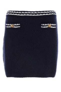 Miu Miu Logo-Embroidered Stripe-Trim Knitted Mini Skirt