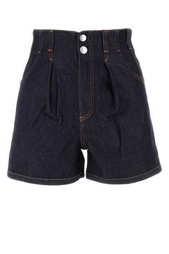 Dark blue stretch denim shorts