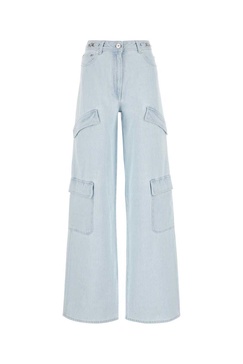 Versace Woman Light Blue Denim Cargo Jeans