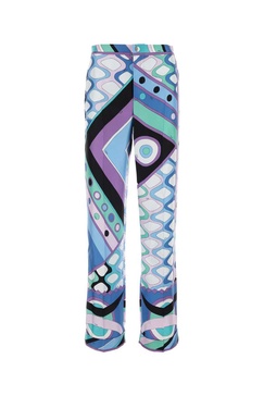 EMILIO PUCCI Luxury Light Blue Silk Pants with Vivara Print