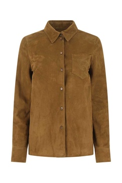 Prada Logo Embossed Leather Shirt