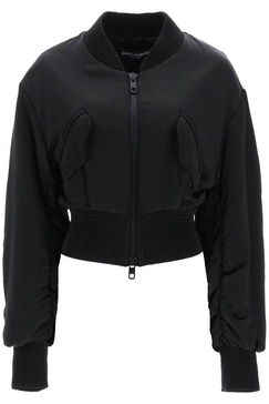 Dolce & Gabbana Charmeuse Bomber Jacket With Draped Sleeves