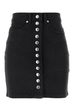 Black Stretch Denim Mini Skirt