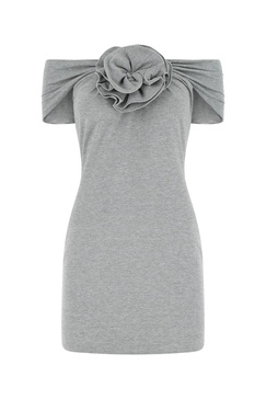 Melange grey stretch cotton blend dress