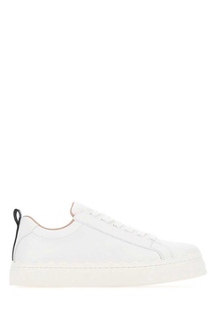 lauren scalloped leather sneaker, 39, white