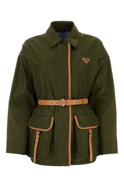 Prada Logo Patch Belted-Waist Jacket