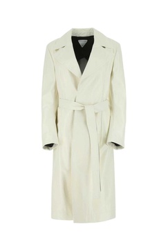 Bottega Veneta Woman Ivory Leather Coat