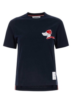 Thom Browne Woman Navy Blue Cotton T-Shirt