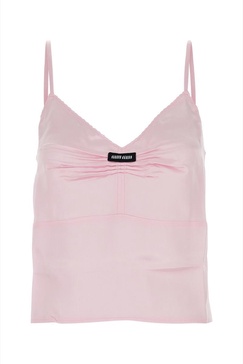 Miu Miu Woman Pastel Pink Satin Tank Top