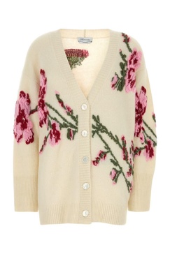 Embroidered Stretch Alpaca Blend Oversize Cardigan