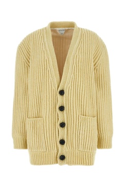 Pastel yellow wool blend oversize cardigan