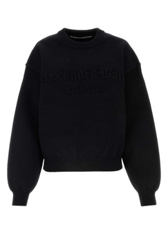 Black Stretch Cotton Blend Sweater