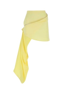 Pastel Yellow Satin Mini Skirt