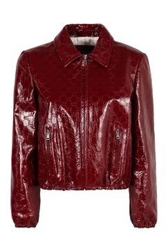 Gucci GG Embossed Leather Bomber Jacket