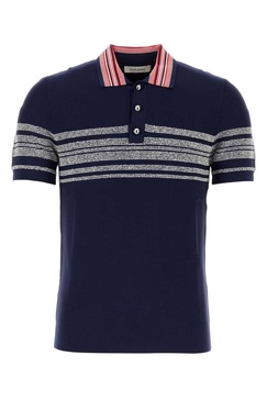 Wales Bonner Man Dark Blue Nylon Blend Dawn Knit Polo Shirt