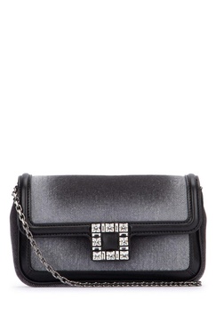 Roger Vivier Embellished Foldover Top Denim Shoulder Bag