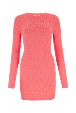 Fendi Woman Fluo Pink Viscose Blend Mini Dress