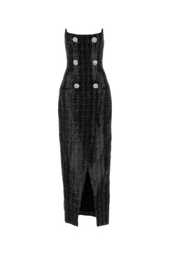 Balmain Tweed Sequinned Embellished Strapless Dress