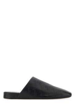 Black Leather Slippers