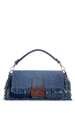 Fendi Regular Baguette Fringed Denim Bag