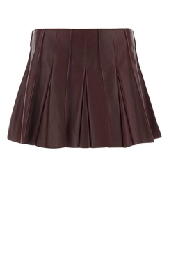 Bottega Veneta Woman Burgundy Leather Mini Skirt