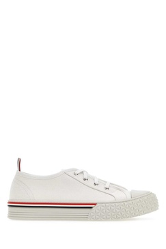 Thom Browne Man White Canvas Collegiate Sneakers