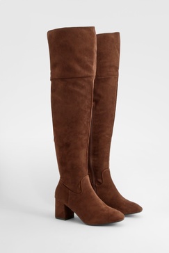 Block Heel Over The Knee High Boots