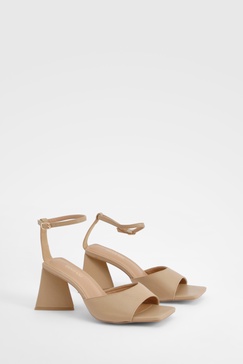 Wide Width Flared Heel 2 Part Heeled Sandals