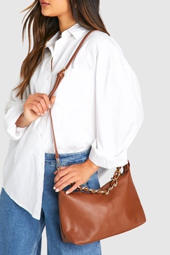 Faux Leather Chain Shoulder Bag