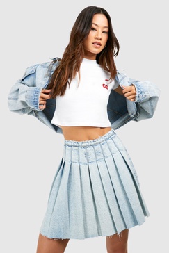 Tall Pleated Denim Mini Skirt